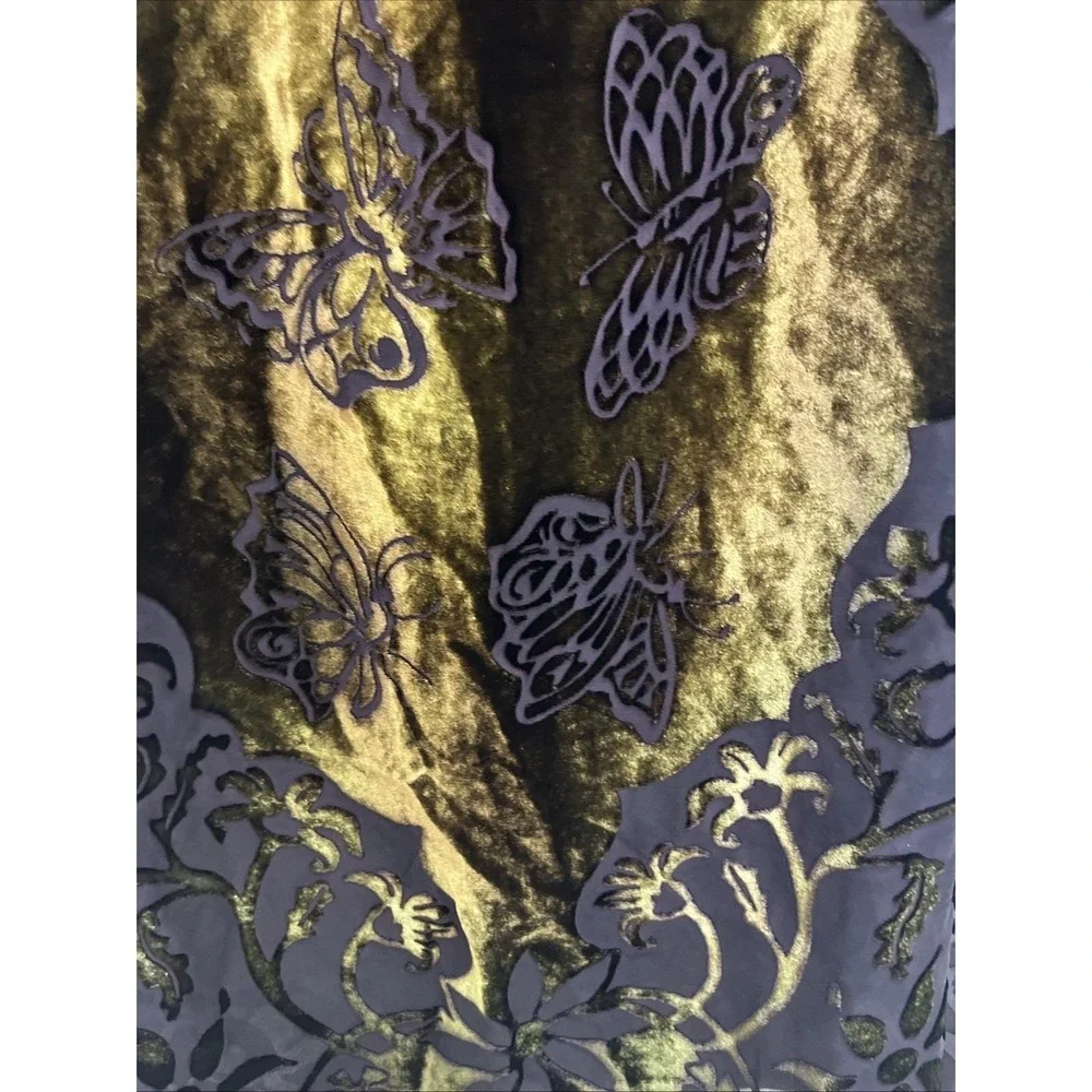 Kevin O'Brien‎ Studio Scarf Wrap Womens OS Green Burnout Silk Velvet Butterfly